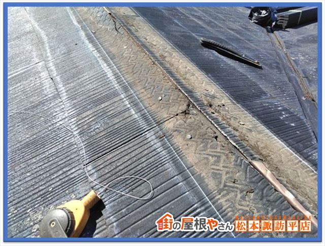 下諏訪棟板金交換工事　墨出し